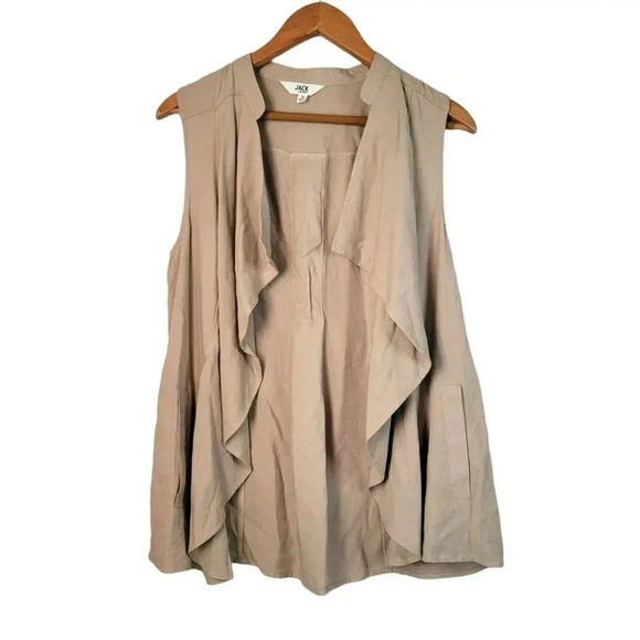 Jack by BB Dakota size S Cardigan vest lace up back  Sleeveless water fall Cream - Picture 1 of 7